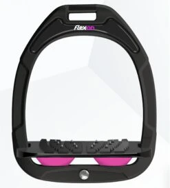 Flex-On Green Composite Inclined Ultra Grip Stirrups - Black/Black/Pink