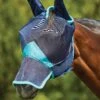 Weatherbeeta ComFiTec Deluxe Fine Mesh Mask With Ears And Nose Navy/Turquoise -Saddle Shop 14491 27251