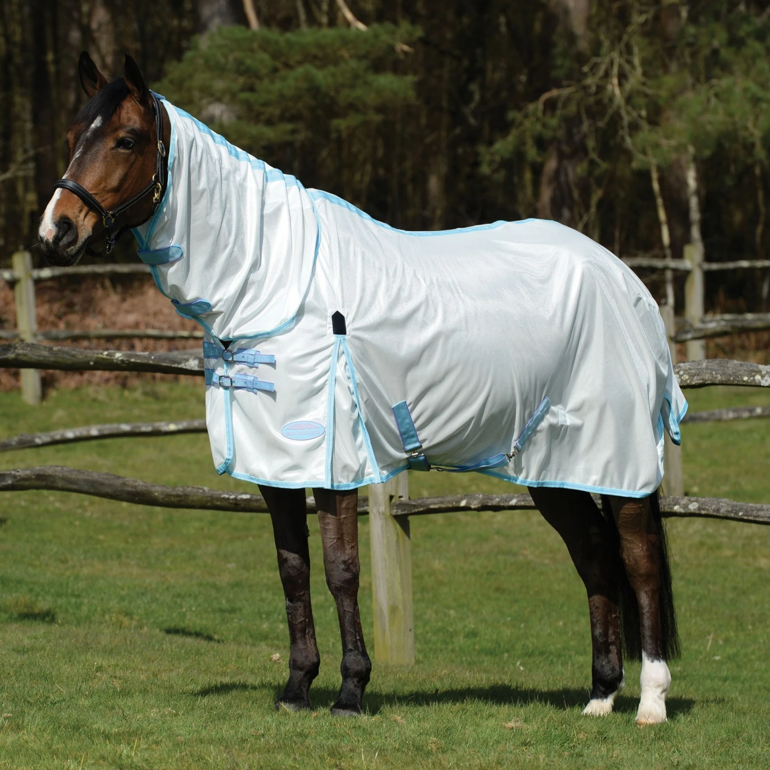 Weatherbeeta ComFitec Essential Mesh II White/Light Blue Fly Rug 3 Weatherbeeta ComFitec Essential Mesh II White/Light Blue Fly Rug
