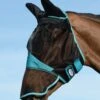 WeatherBeeta ComFitec Fine Mesh Fly Mask Nose And Ears Black/Turquoise -Saddle Shop 9731 24561